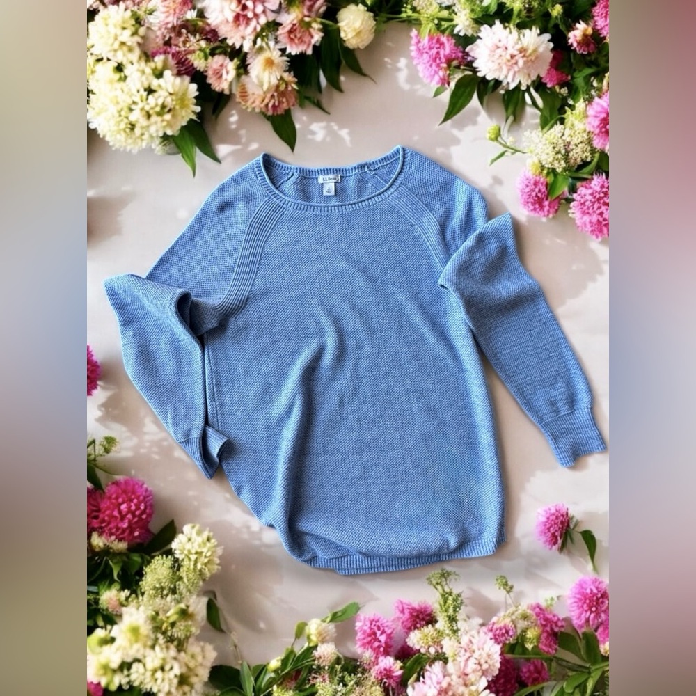 L. L. Bean Crew Knit Cotton Sweater - Size S - Blue - Like New! Summer Weight - Picture 7 of 13